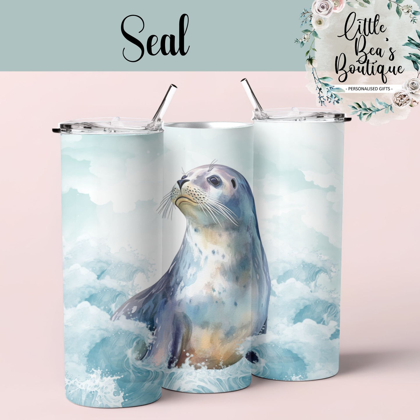 Under the Sea Water Creatures Collection Tumbler Hot/Cold Drinks Bottle with Straw - Stainless Steel Insulated Drink Water Bottle - 15oz / 20oz With Straw Bottle Tea Coffee Travel Cup