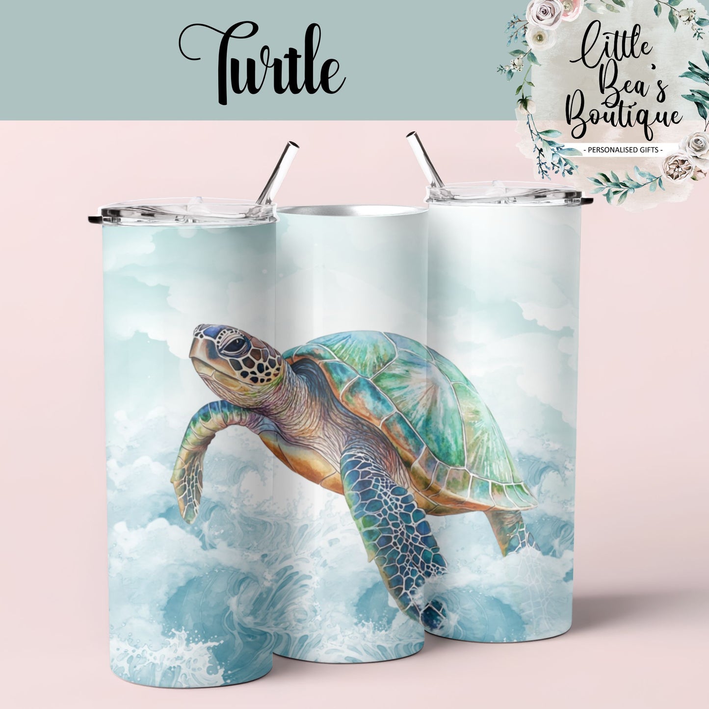 Under the Sea Water Creatures Collection Tumbler Hot/Cold Drinks Bottle with Straw - Stainless Steel Insulated Drink Water Bottle - 15oz / 20oz With Straw Bottle Tea Coffee Travel Cup
