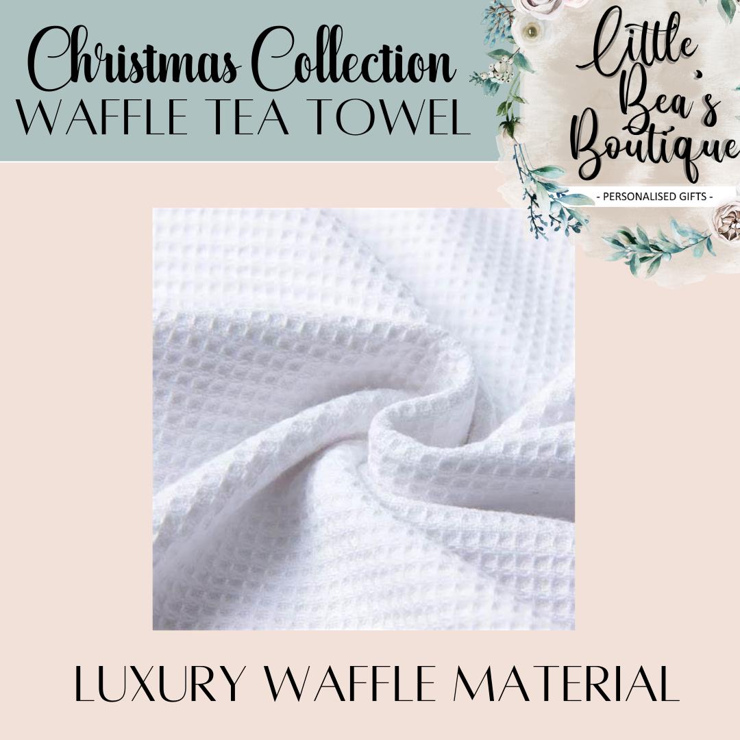 Christmas Robin Waffle Effect Tea Towel with Poem - Christmas Festive Kitchenware