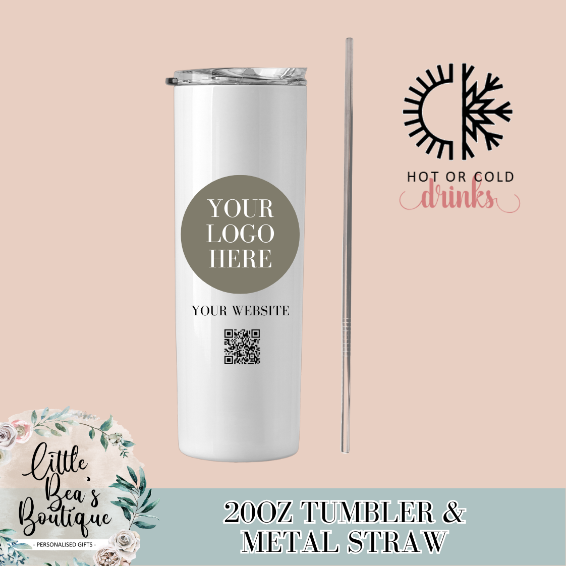 Logo Business Bundle | Includes 20oz Tumbler, 11oz Mug, Keyring, Mouse Mat & Coaster, Add QR Code