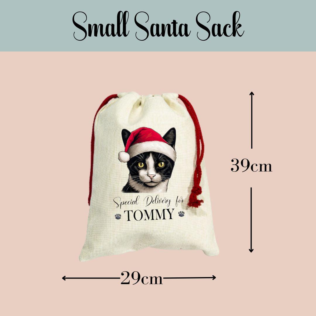 Customised Pet Dog Christmas Santa Sack & Stocking, Choose Your Breed, Christmas Gift for Puppy Festive Santa Sack