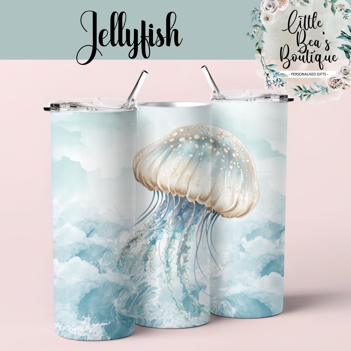 Under the Sea Water Creatures Collection Tumbler Hot/Cold Drinks Bottle with Straw - Stainless Steel Insulated Drink Water Bottle - 15oz / 20oz With Straw Bottle Tea Coffee Travel Cup