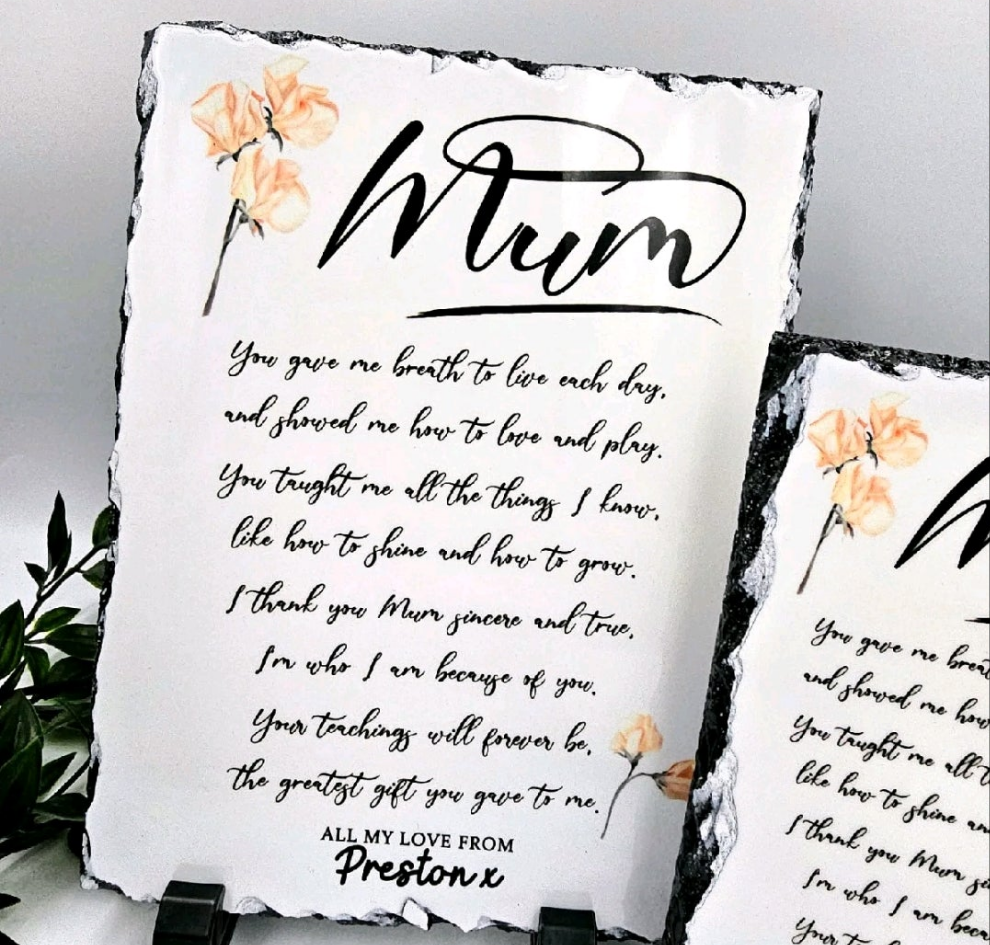 Mothers Day Mum Poem Plaque with Stands | Customised with your name Decor Gift