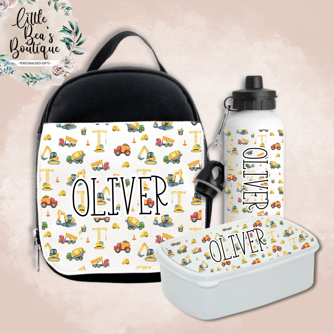 Customised Kids School Set - Lunch Bag, Lunch Box and Stainless Steel Insulated Drink Water Bottle Set - Add Any Name (Copy)