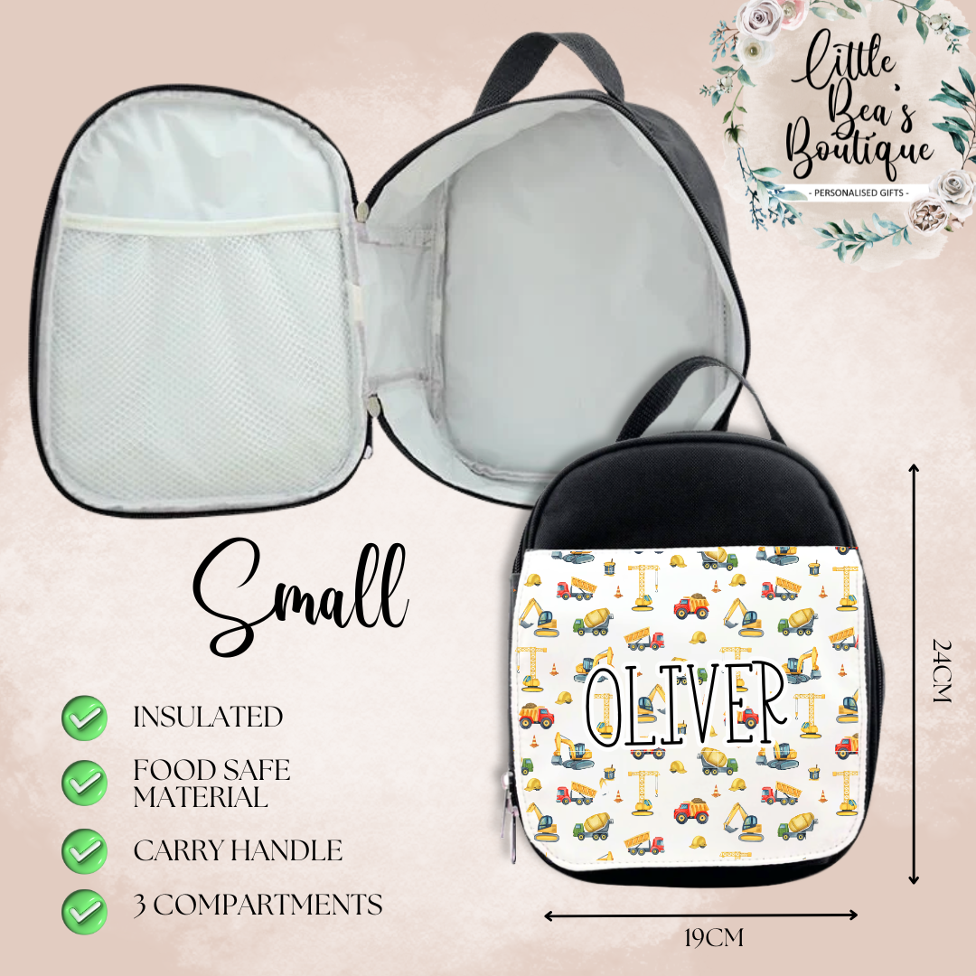 Customised Kids School Set - Lunch Bag, Lunch Box and Stainless Steel Insulated Drink Water Bottle Set - Add Any Name (Copy)