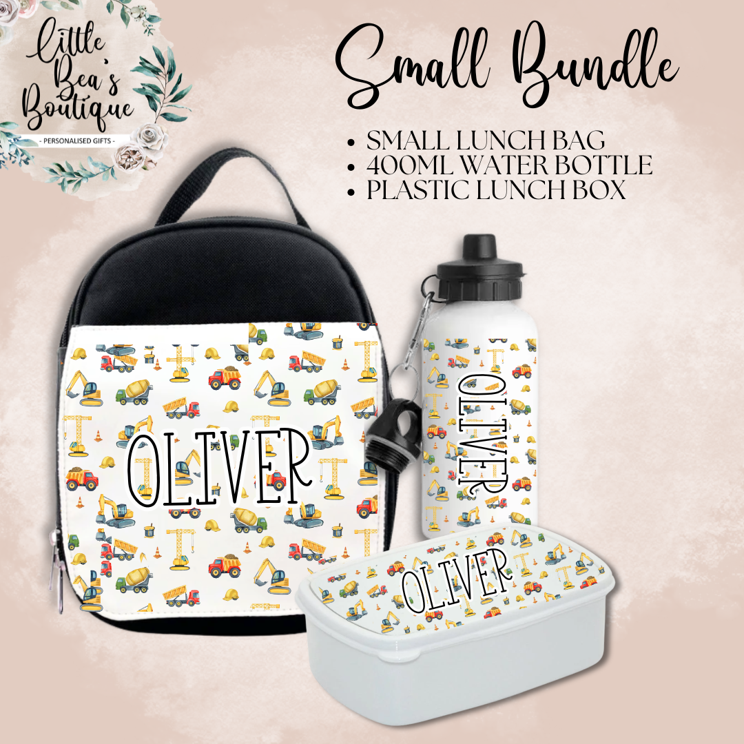 Customised Kids School Set - Lunch Bag, Lunch Box and Stainless Steel Insulated Drink Water Bottle Set - Add Any Name (Copy)