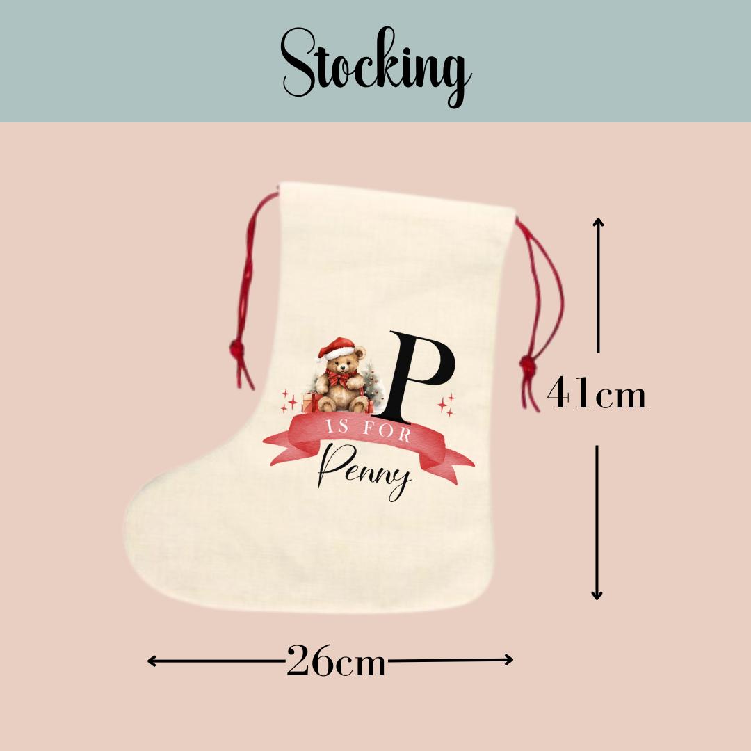 Customised Matching Family Christmas Animals Santa Sack & Stocking Set