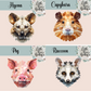 Geometric Animal Collection Mug - 4 Sizes Available - Ceramic Drinkware Handled Mug Gift Set 40 Animals to Choose From - Penguin, Highland Cow, Elephant, Giraffe, Bees, Owl, Duck Drinkware Printed