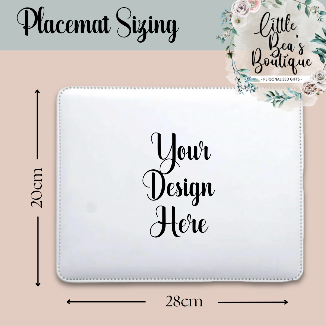 Personalised Animals Placemat and Coaster Set, Wipeable PU Material Kid's Dinner Set, Woodland Animals Gift, Rabbits Foxes Bears Children's Birthday Gift, Child's Placemat