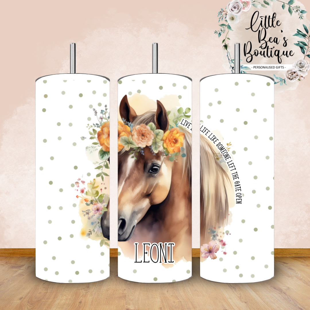 Floral Animals Collection Tumbler Hot or Cold Drinks Bottle with Straw