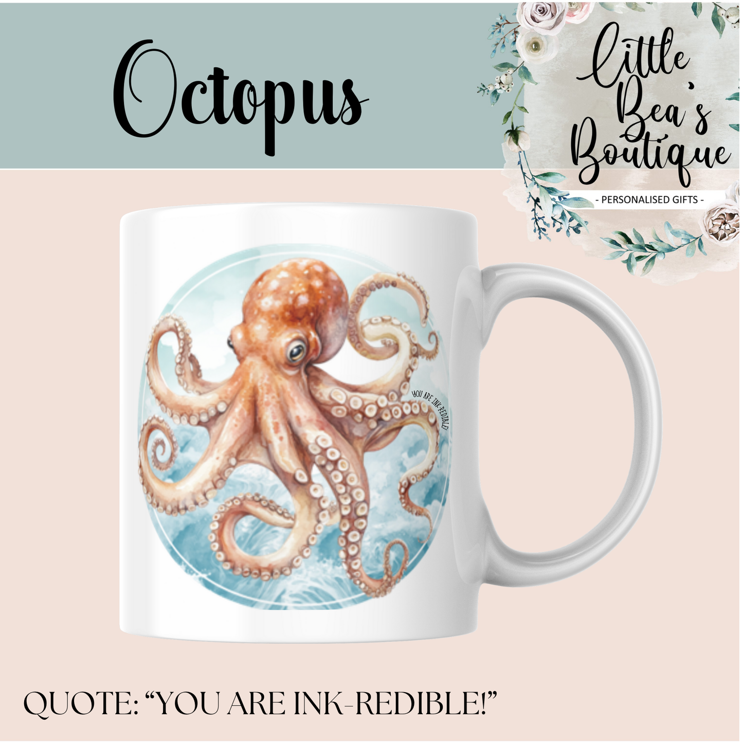 Under The Sea Water Creatures Collection Mug - 4 Sizes Available - Ceramic Drinkware Handled Mug Gift Set 24 Creatures to Choose From - Penguin, Orca Whale, Dolphin, Seahorse, Otter Drinkware