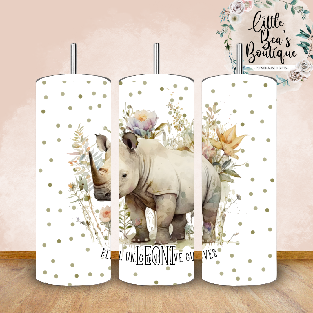 Floral Animals Collection Tumbler Hot or Cold Drinks Bottle with Straw