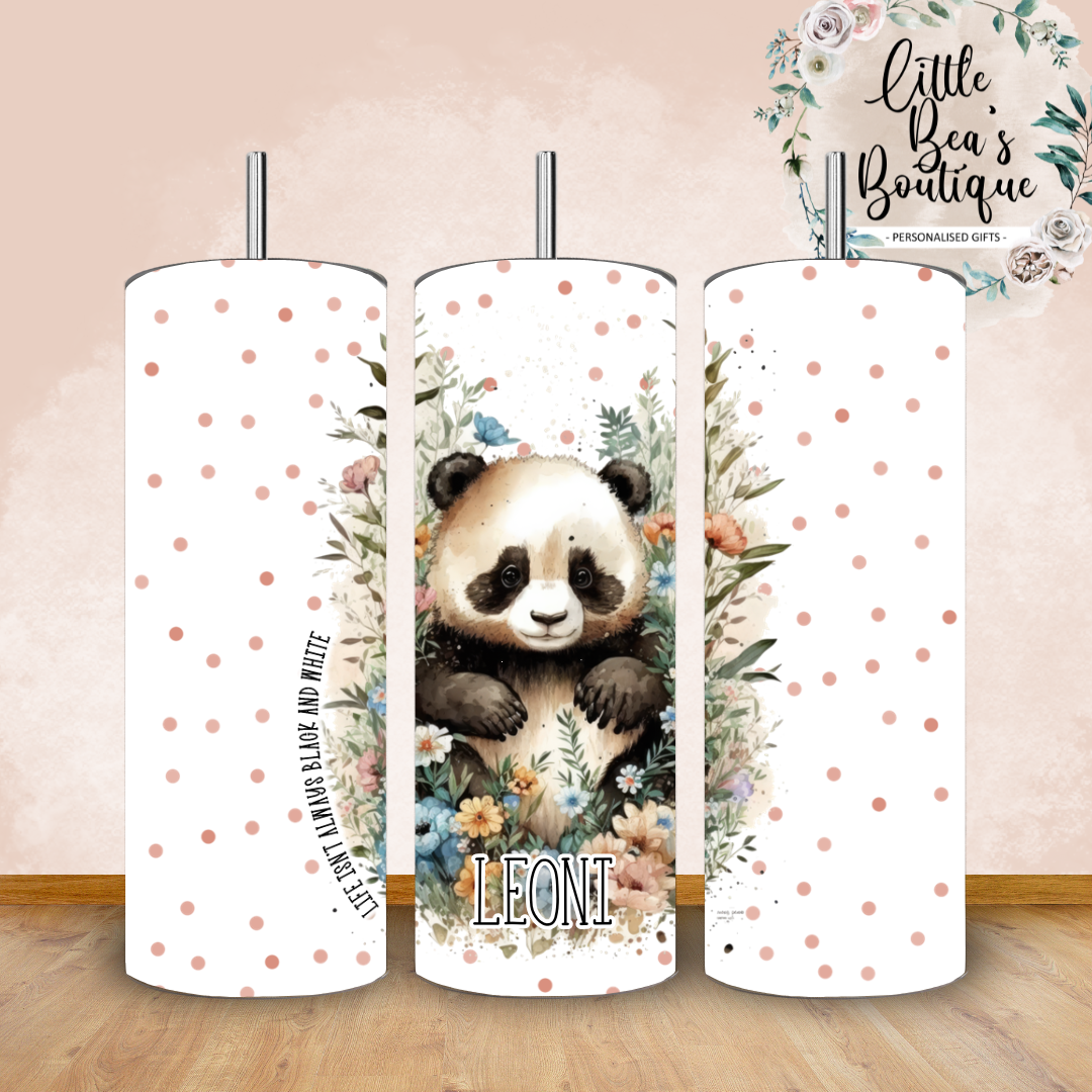 Floral Animals Collection Tumbler Hot or Cold Drinks Bottle with Straw