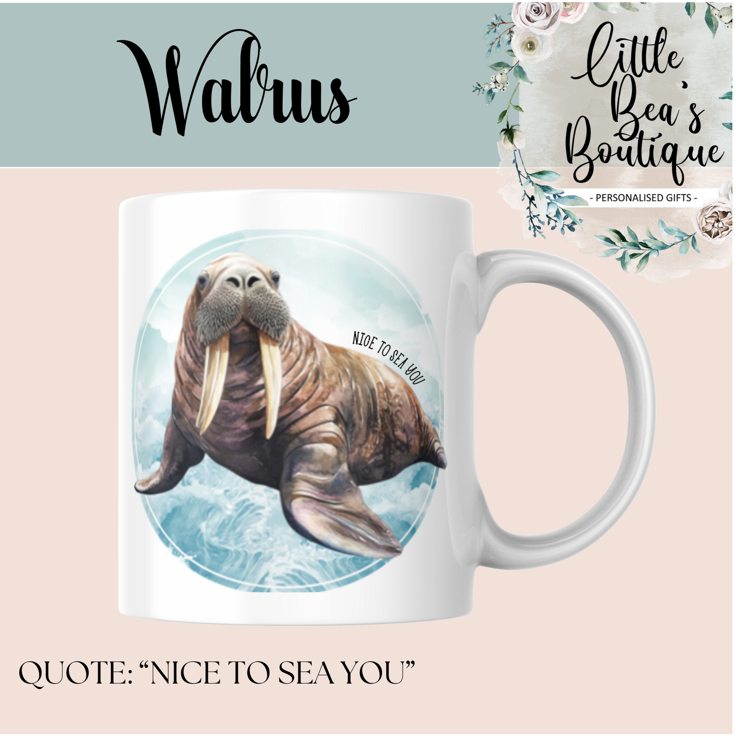 Under The Sea Water Creatures Collection Mug - 4 Sizes Available - Ceramic Drinkware Handled Mug Gift Set 24 Creatures to Choose From - Penguin, Orca Whale, Dolphin, Seahorse, Otter Drinkware