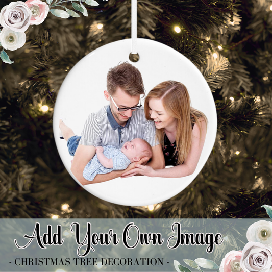 Add Your Own Photo Christmas Bauble | Polymer or Ceramic Customised Photo Picture Hanging Tree Decoration Gift