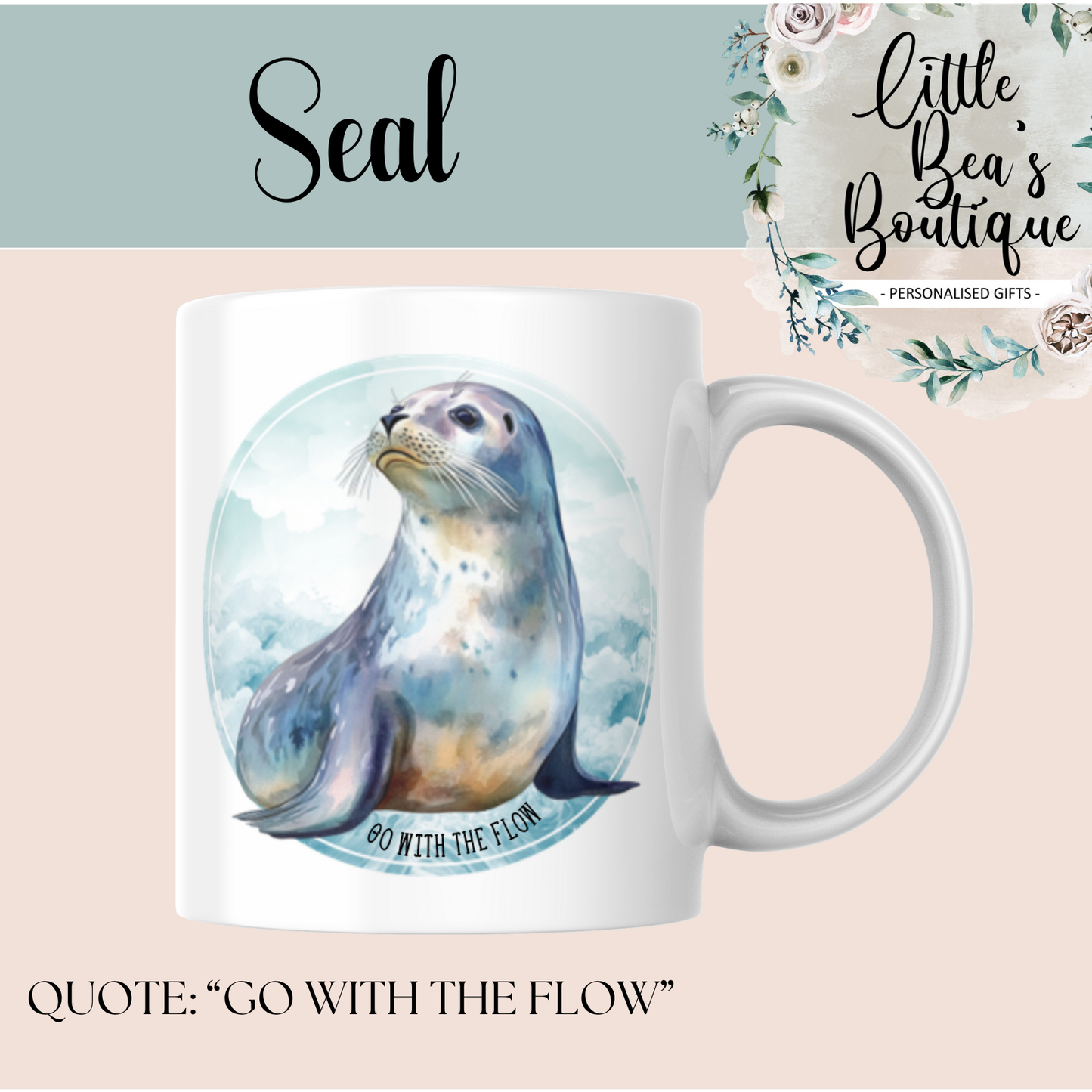 Under The Sea Water Creatures Collection Mug - 4 Sizes Available - Ceramic Drinkware Handled Mug Gift Set 24 Creatures to Choose From - Penguin, Orca Whale, Dolphin, Seahorse, Otter Drinkware