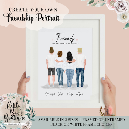PERSONALISED FRIENDS PORTRAIT Print | Customised Friendship Gift, Galentines Day, Mothers Day Gift Birthday Present Thank You Best Friend