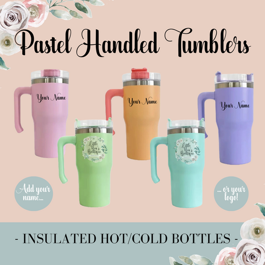 Pastel Hot Cold Tumbler With Handle - 20oz With Straw - Drinks Water Bottle Hot Cold Drinks, Coffee Tea Travel Cup Drinkware Insulated Flasks Lid Metal Stainless Steel Mug Water Bottles Portable