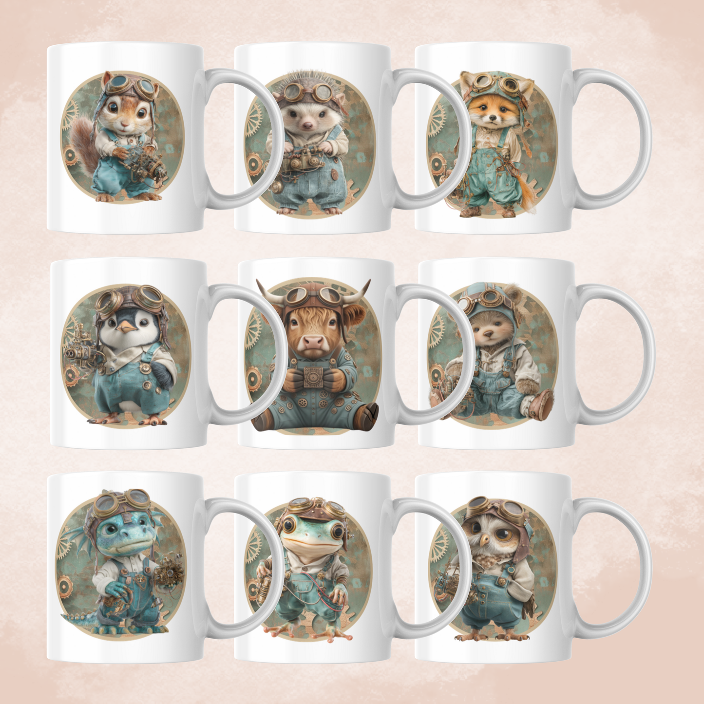 Steampunk Collection Mug - 4 Sizes Available - Ceramic Drinkware Handled Mug Gift Set