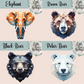 Geometric Animal Collection Mug - 4 Sizes Available - Ceramic Drinkware Handled Mug Gift Set 40 Animals to Choose From - Penguin, Highland Cow, Elephant, Giraffe, Bees, Owl, Duck Drinkware Printed