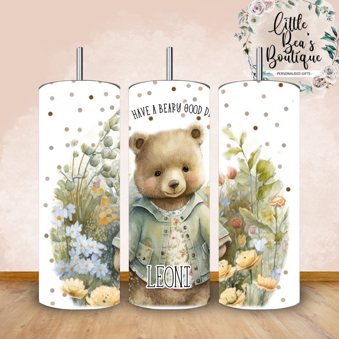 Floral Animals Collection Tumbler Hot or Cold Drinks Bottle with Straw