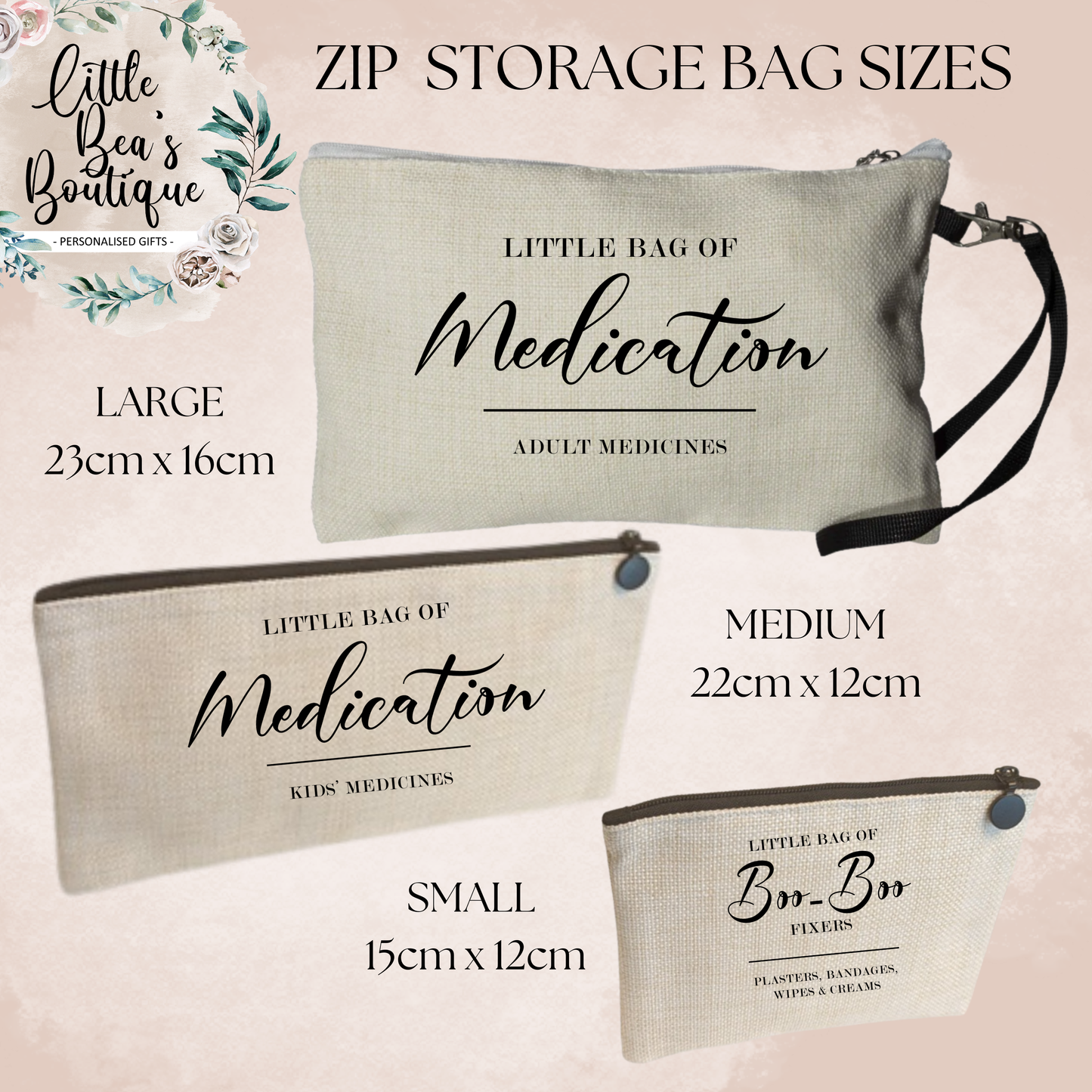 Customised Travel First Aid Bag Storage for Medication | Organisational Bags for Holiday or Hospital Visits