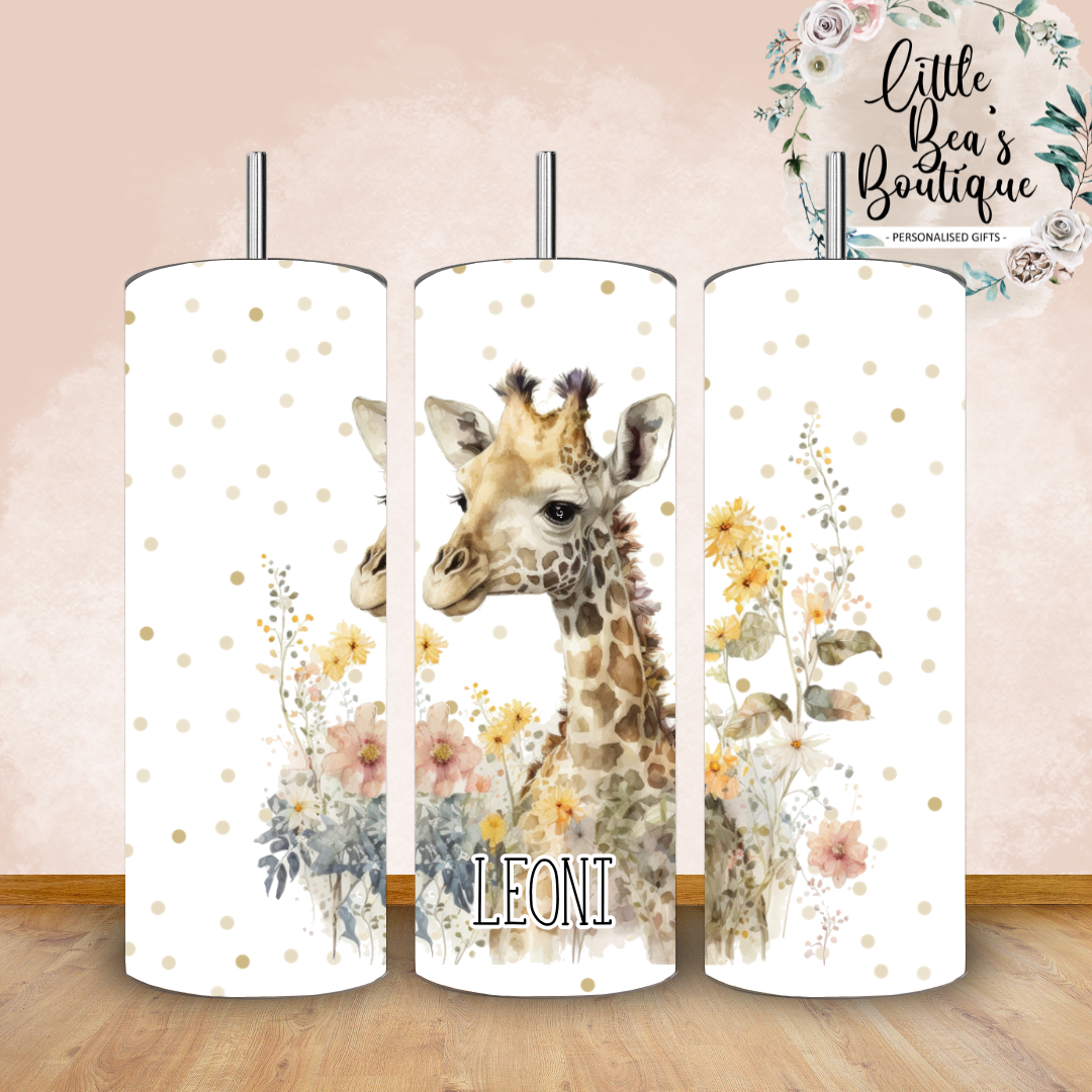 Floral Animals Collection Tumbler Hot or Cold Drinks Bottle with Straw