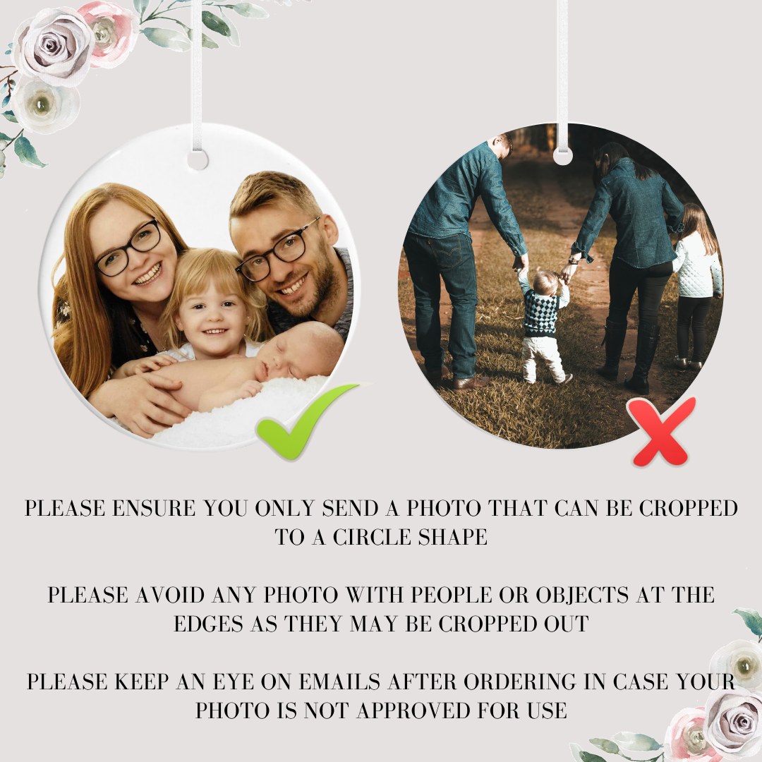 Add Your Own Photo Christmas Bauble | Polymer or Ceramic Customised Photo Picture Hanging Tree Decoration Gift