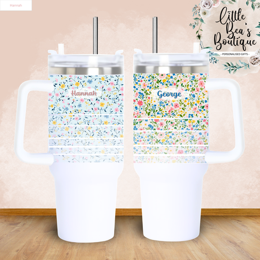 40OZ Tumbler with Handle, Double Wall Insulated - Hot or Cold Drinks