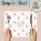 Personalised Animals Placemat and Coaster Set, Wipeable PU Material Kid's Dinner Set, Woodland Animals Gift, Rabbits Foxes Bears Children's Birthday Gift, Child's Placemat