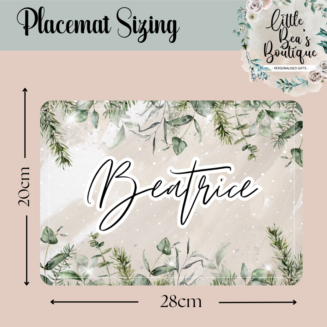 Personalised Christmas Placemat and Coaster Set, Wipeable PU Dinner Set