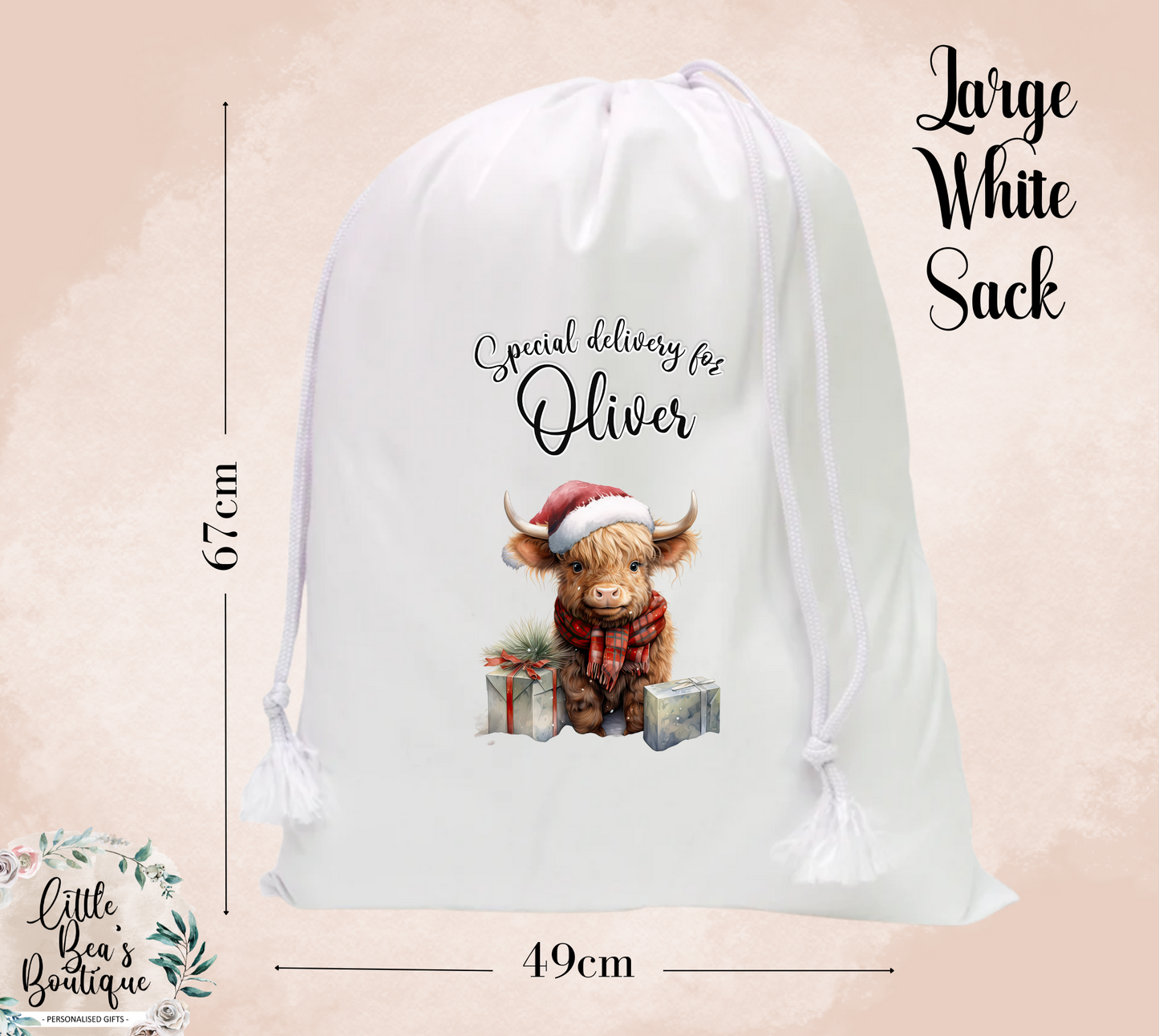 Personalised Large White Christmas Santa Sack