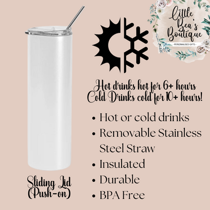 Add Your Own Photo 20oz Tumbler With Straw Double Wall Insulated Stainless Steel BPA Free Bottle