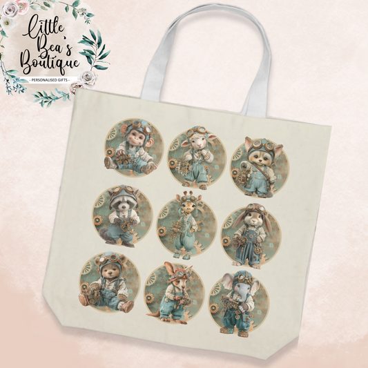 Steam Punk Animal Collection Luxury Linen Tote Bag | Choose 9 Animals!