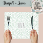 Personalised Animals Placemat and Coaster Set, Wipeable PU Material Kid's Dinner Set, Woodland Animals Gift, Rabbits Foxes Bears Children's Birthday Gift, Child's Placemat