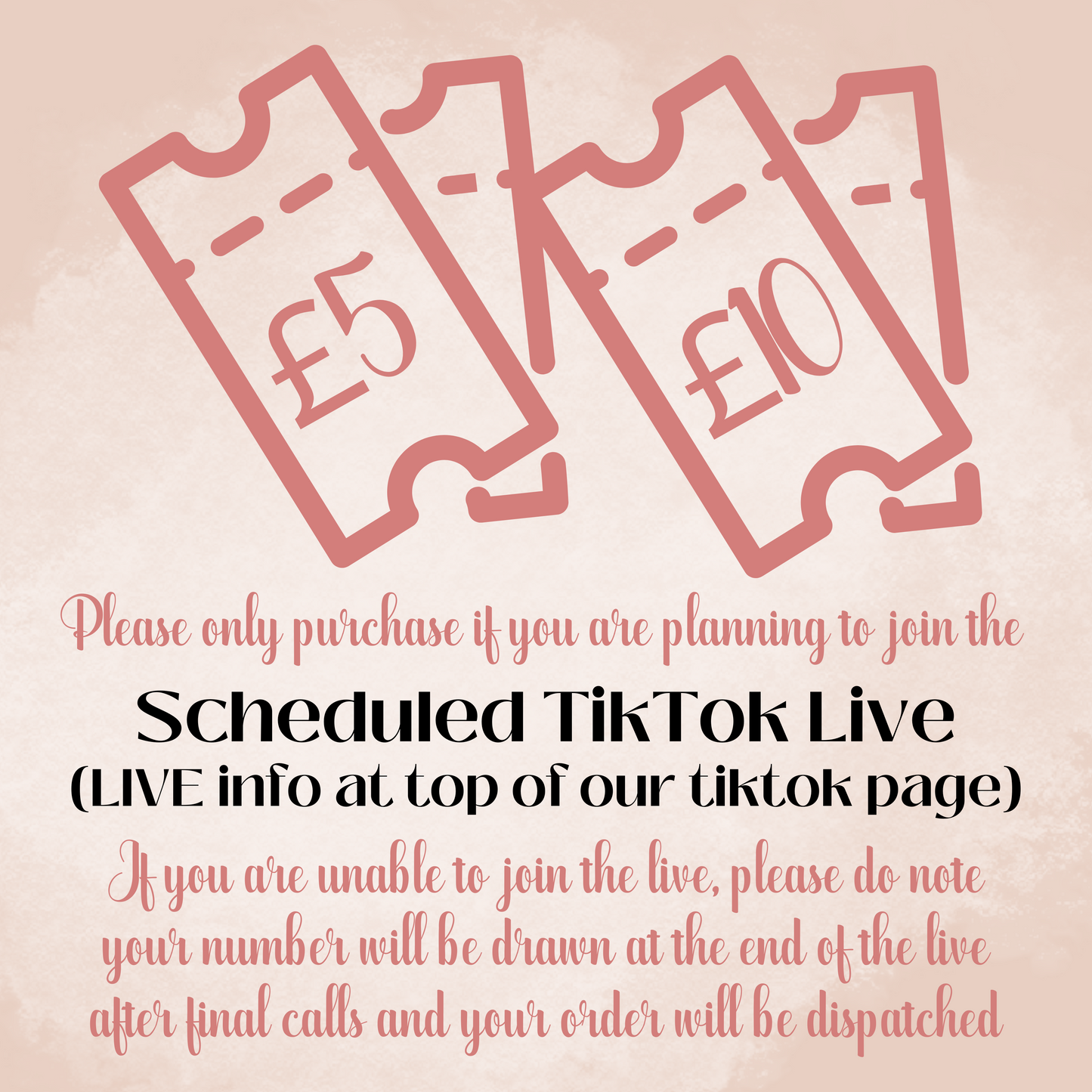 "TIKTOK LIVE" RAFFLE TICKETS - £5 OR £10 TICKETS FOR ON LIVE ONLY