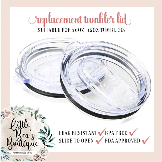 REPLACEMENT SPARE TUMBLER LID | For 20oz / 15oz Slide Lid Tumblers, Leak Resistant Lids with Silicone Seal, For Stainless Steel Drinks Bottle Tumblers Drinkware Plastic