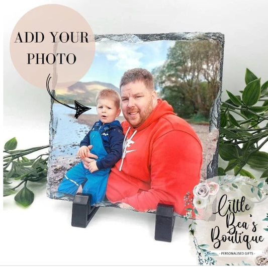 PHOTO SLATE PLAQUE With Stands - Add Your Own Photo, Gift Picture Slate, 4 Sizes, Picture Wedding Gift, Birthday Gift for Mum Slate