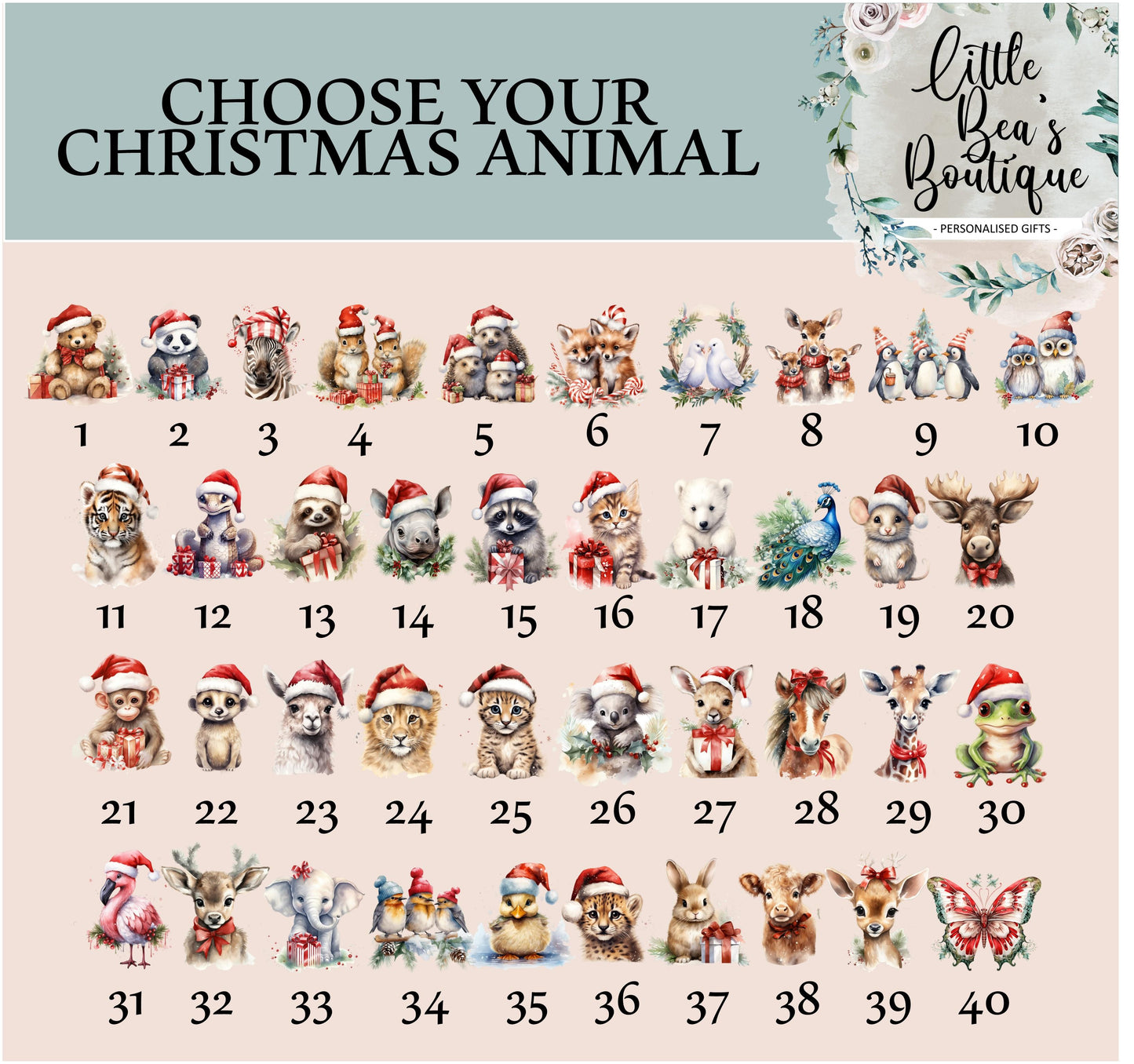 Customised Matching Family Christmas Animals Santa Sack & Stocking Set