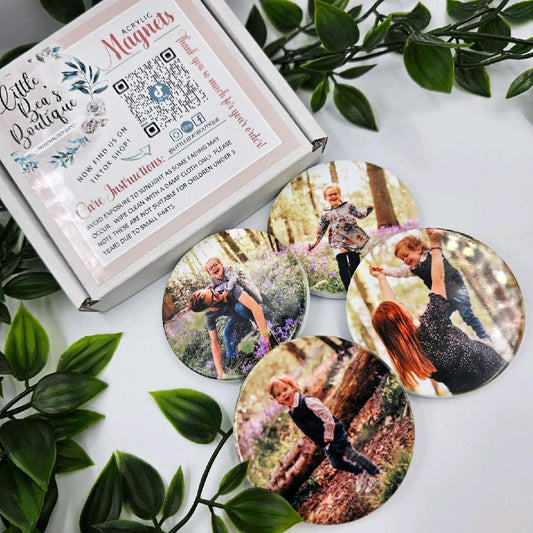 SET OF 4 PHOTO MAGNETS | Customised Valentines Day Gift for Her, Gift for Boyfriend, Fridge Magnets Home Kitchen Decor Round Magnet