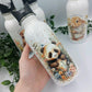 Floral Animal Water Bottle - Leakproof Insulated Straw Bottle Drinkware Plastic Silicone Stainless Steel Flasks Tumbler Portable Mug Washable Reusable