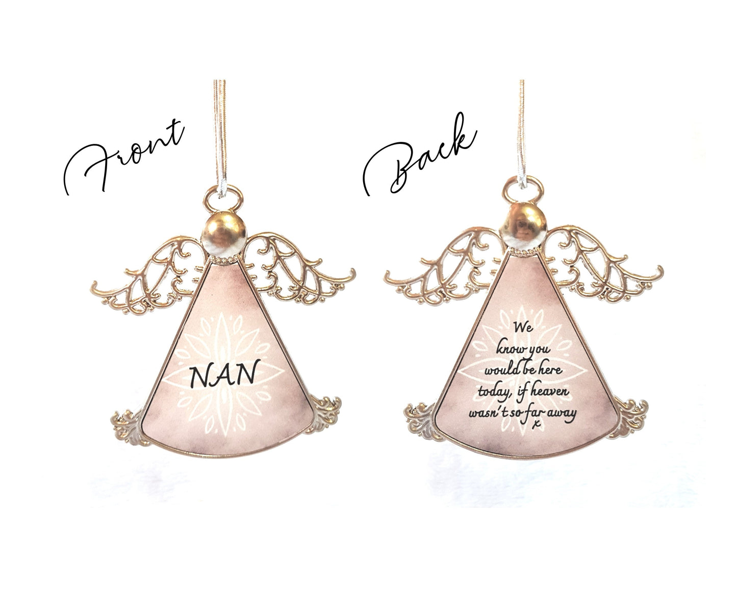Angel Memorial Ornament, Personalised Hanging Memorial Angel, Mother's Day Angel, In Memory of Mum Grandma Nan Angel Bauble, Tree Decoration