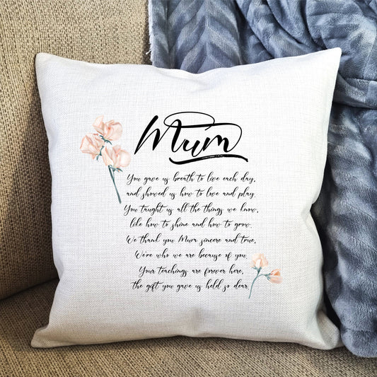 Personalised Mum Poem - Add Any Name | Large Linen Cushion, Gift for Women, Gift for Mum, Personalised Cushion Cover, Custom Cushion Cover, Mothers Day Gift