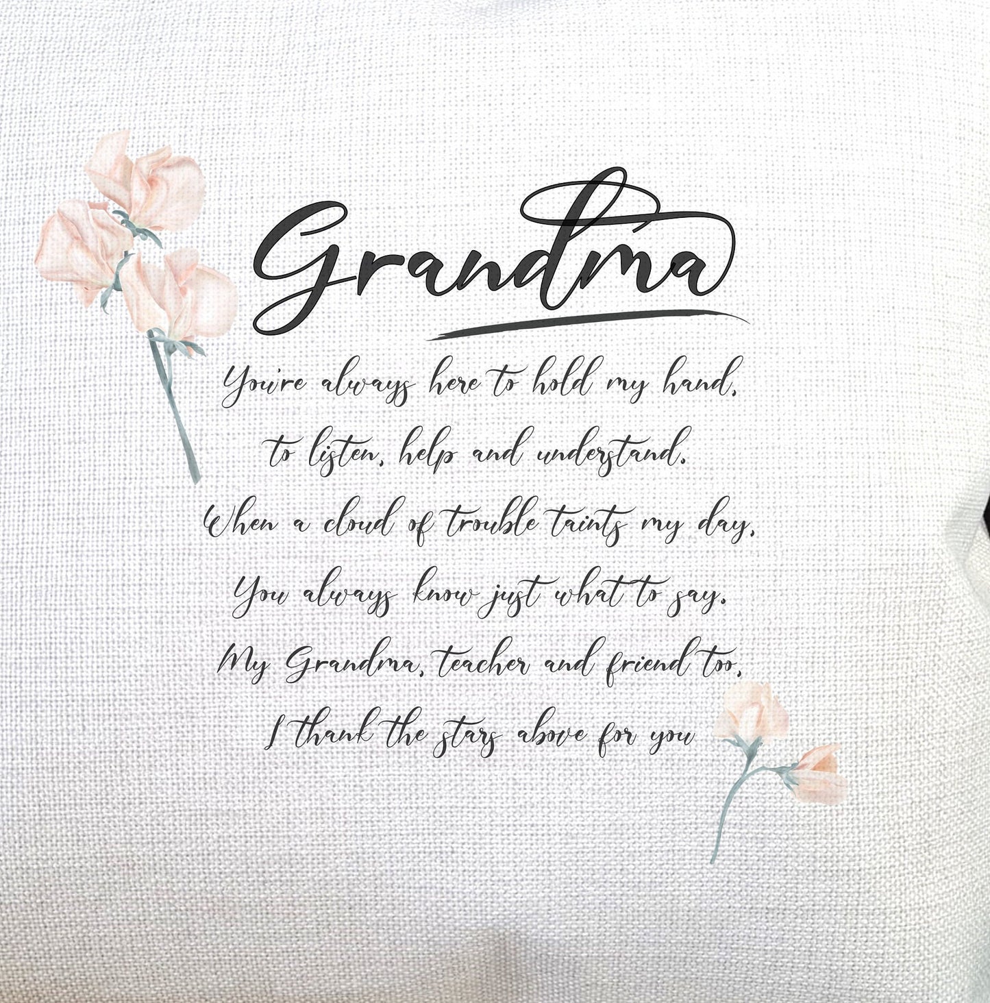 Personalised Cushion for Nan Grandma | Linen Cushion Cover 40cm x 40cm, Birthday Gift for Nan, Gift for Grandma Nanny Mum Custom Cushion for Grandma
