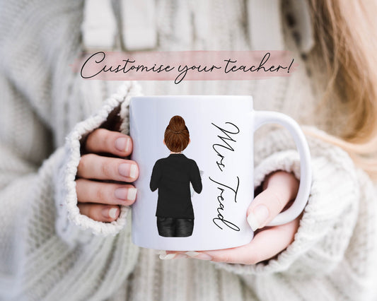 Personalised Teacher Portrait Mug | Gift for Teacher Teaching Assistant Headteacher, Mug for Teacher, Thank You Teacher Mug, Thank You Gift