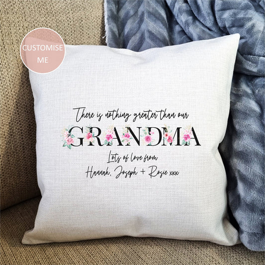 Personalised Grandma Cushion | Gift for Nan, Gift for Grandma, Linen Cushion Cover 40x40cm, Cushion Cover, Nanny Grandma Cushion Cover