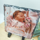 Personalised New Baby Photo Slate | Baby Birth Announcement Slate Plaque, Photo Slate Gift for New Mum, Photo Picture Slate With Stands