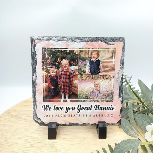Mother's Day Collage Slate | Picture Tile, Photo Gift for Mum on Mother's Day, Gift for Grandma, Nan, Mummy, Picture Slate with Stands, Photo Gift