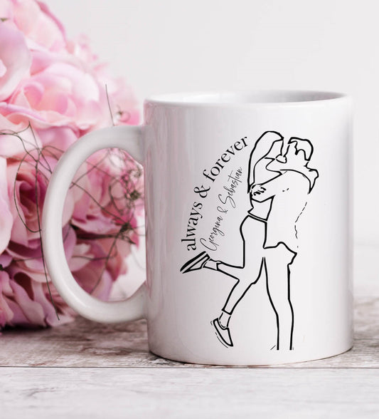 PERSONALISED I LOVE YOU Mug | Couple Line Art Portrait Mug, Christmas Gift for Girlfriend, Gift for Boyfriend, I Love You Mug, Gift for Wife