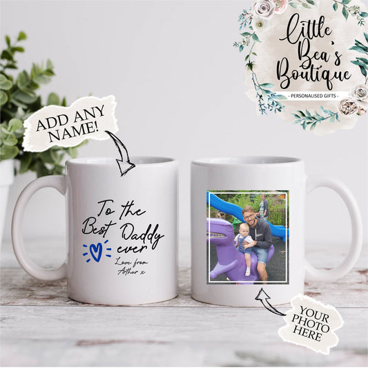 Personalised Dad Photo Mug | World's Best Dad Ever Mug, Father's Day Gift for Daddy Grandad, Birthday Gift for Her Photo Gifts for Grandpa